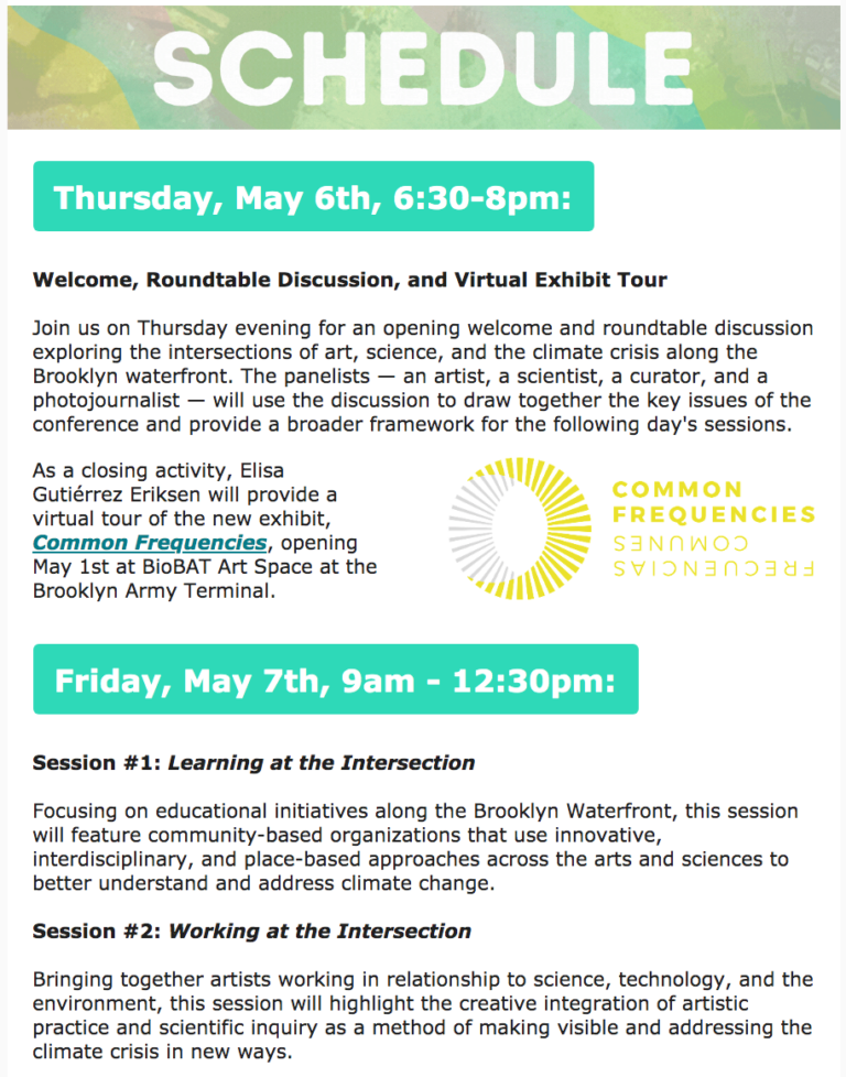 Announcing our Conference Schedule! Brooklyn Waterfront Research Center